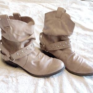 Tan Studded Ankle Boots